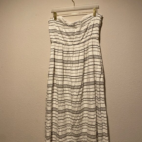 Gap Strapless Gray White Stripe MIDI Dress XL Nautical Pockets Fishermancore - Picture 6 of 6